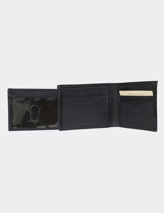 Cartera de Piel Negra con Banda Inferior