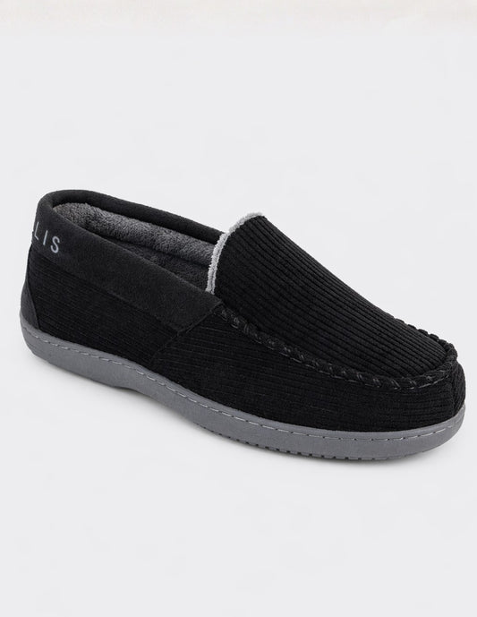 Pantufla Mocasín Slip-On Keon Negro Texturizado