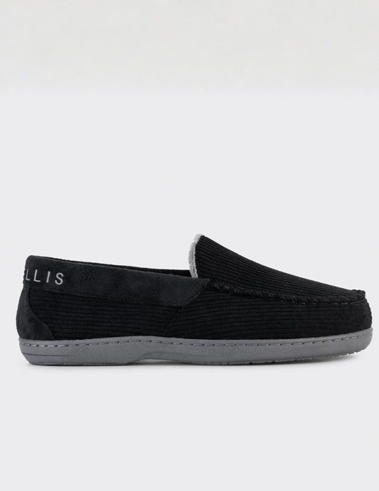 Pantufla Mocasín Slip-On Keon Negro Texturizado