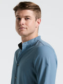 Camisa Slim Fit Azul Mirage con Cuello Mao