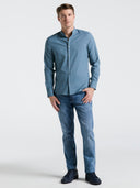Camisa Slim Fit Azul Mirage con Cuello Mao