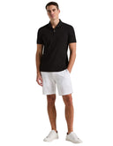 Polo Acanalado Negro con Cremallera al Cuarto