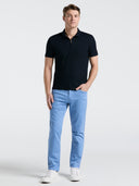 Polo Acanalado Marino con Cremallera al Cuarto