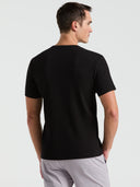 Playera Negra de Algodón con Cuello Redondo Corte Slim