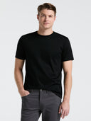 Playera Negra de Algodón con Cuello Redondo