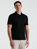 Polo Negra de Manga Corta Interlock