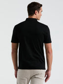 Polo Negra de Manga Corta Interlock