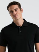 Polo Negra de Manga Corta Interlock