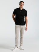 Polo Negra de Manga Corta Interlock