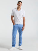 Polo Blanca con Rayas en Mesh y Manga Corta