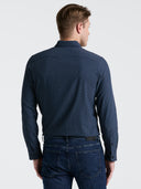 Camisa Slim Fit de Manga Larga Dark Sapphire con Estampado Geométrico