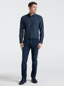 Camisa Slim Fit de Manga Larga Dark Sapphire con Estampado Geométrico