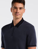 Polo Bi-Color con Cremallera Vintage Indigo