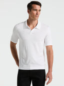 Polo Tipo Sweater Blanco de Manga Corta con Cuello Abierto