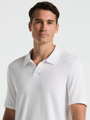 Polo Tipo Sweater Blanco de Manga Corta con Cuello Abierto