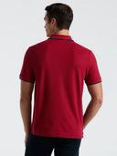 Polo Piqué Roja de Manga Corta de Algodón