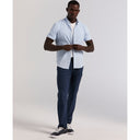 Camisa Seersucker Slim Fit de Manga Corta  Azul Kentucky