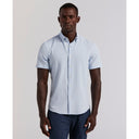 Camisa Seersucker Slim Fit de Manga Corta  Azul Kentucky