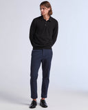 Suéter polo de manga larga con tejido jacquard y 3 botones