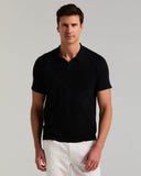 Suéter polo de manga corta con tejido jacquard y cuello abierto