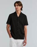 Camisa de manga corta con tejido jacquard seersucker