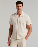 Camisa de manga corta con tejido jacquard seersucker