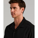 Camisa Seersucker Slim Fit de Manga Corta  Negro