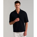 Camisa Oversized de Algodón Clipped Dobby con Doble Bolsa Dark Sapphire