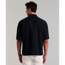 Camisa Oversized de Algodón Clipped Dobby con Doble Bolsa Dark Sapphire