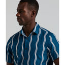 Camisa de Lino y Algodón con Estampado Waves Perry Ellis para Hombre Azul Sailor