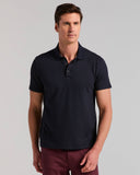 Polo de manga corta con botones y textura jacquard geométrica