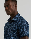 Camisa de manga corta de lino y algodón con estampado floral
