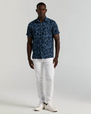 Camisa de manga corta de lino y algodón con estampado floral