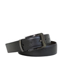 Cinturón de Piel Negra con Hebilla Metálica