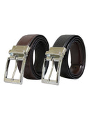 Cinturón Reversible de Piel Negra con Hebilla Plateada