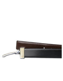 Cinturón Reversible de Piel Negra con Hebilla Plateada