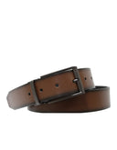 Cinturón Reversible Café y Negro de Piel con Hebilla Grafito