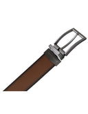 Cinturón Reversible Café y Negro de Piel con Hebilla Grafito