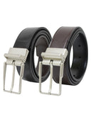 Cinturón Reversible Café de Piel con Hebilla Grafito