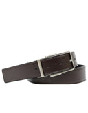 Cinturón Reversible Café de Piel con Hebilla Grafito