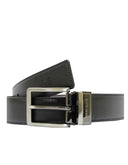 Cinturón Reversible Negro de Piel con Hebilla Grafito