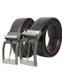 Cinturón Reversible Negro de Piel con Hebilla Metálica Grafito