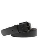 Cinturón Reversible de Piel Negra con Hebilla Negra