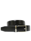 Cinturón Reversible Negro Azabache de Piel con Hebilla Acero Cepillado