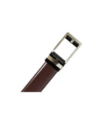 Cinturón Reversible Café Castaño de Piel con Hebilla Metálica Cepillada