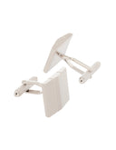 Mancuernillas Romboides Plata Satinada con Textura Lineal