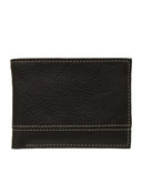 Cartera de Piel Negra con Costuras Contrastantes