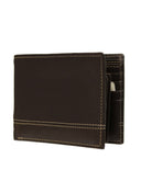 Cartera  de Piel Café con Costuras Contrastantes