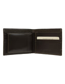 Cartera  de Piel Café con Costuras Contrastantes