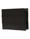 Cartera de Piel Negra con Franjas Decorativas